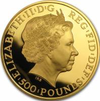 (№2014) Монета Великобритания 2014 год 500 Pounds (Британия - Золото)
