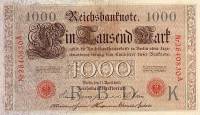 (1910) Банкнота Германия 1910 год 1 000 марок "Красные печати"   XF