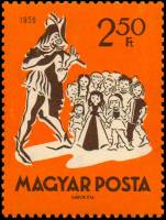 (1959-080) Марка Венгрия "Крысолов" ,  III O