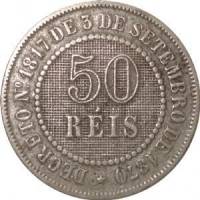(№1886km482) Монета Бразилия 1886 год 50 Reacute;is