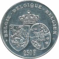 () Монета Бельгия 1995 год 250  ""   Биметалл (Серебро - Ниобиум)  AU