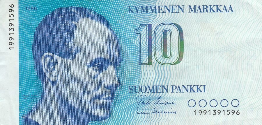 (1986) Банкнота Финляндия 1986 год 10 марок &quot;Пааво Нурми&quot; Uusivirta - Helenius  UNC