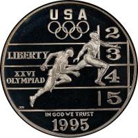 (1995d) Монета США 1995 год 1 доллар "ХХVI Летняя олимпиада Атланта"  Лёгкая атлетика Серебро Ag 900