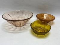 Салатник, фруктовница, конфетница цветное стекло, 3 шт