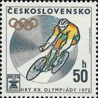 (1972-018) Марка Чехословакия "Велосипедист"    Летние Олимпийские игры 1972, Мюнхен II Θ