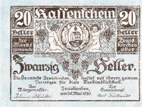 (№1920) Банкнота Австрия 1920 год "20 Heller"