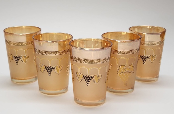 Стопки 5 шт цветное стекло позолота виноград