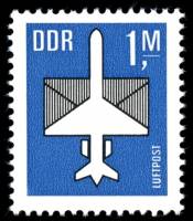 (1982-096) Марка Германия (ГДР) "Самолет"  синяя  Авиапочта II Θ