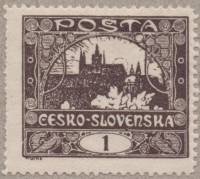 (1919-016) Марка Чехословакия "Собор Св. Николая (Коричневая)" Перф лин 13¾    Градчаны (Стандартный