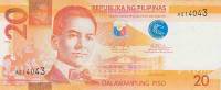 (,) Банкнота Филиппины 2010 год 20 песо "Мануэль Кесон"   UNC