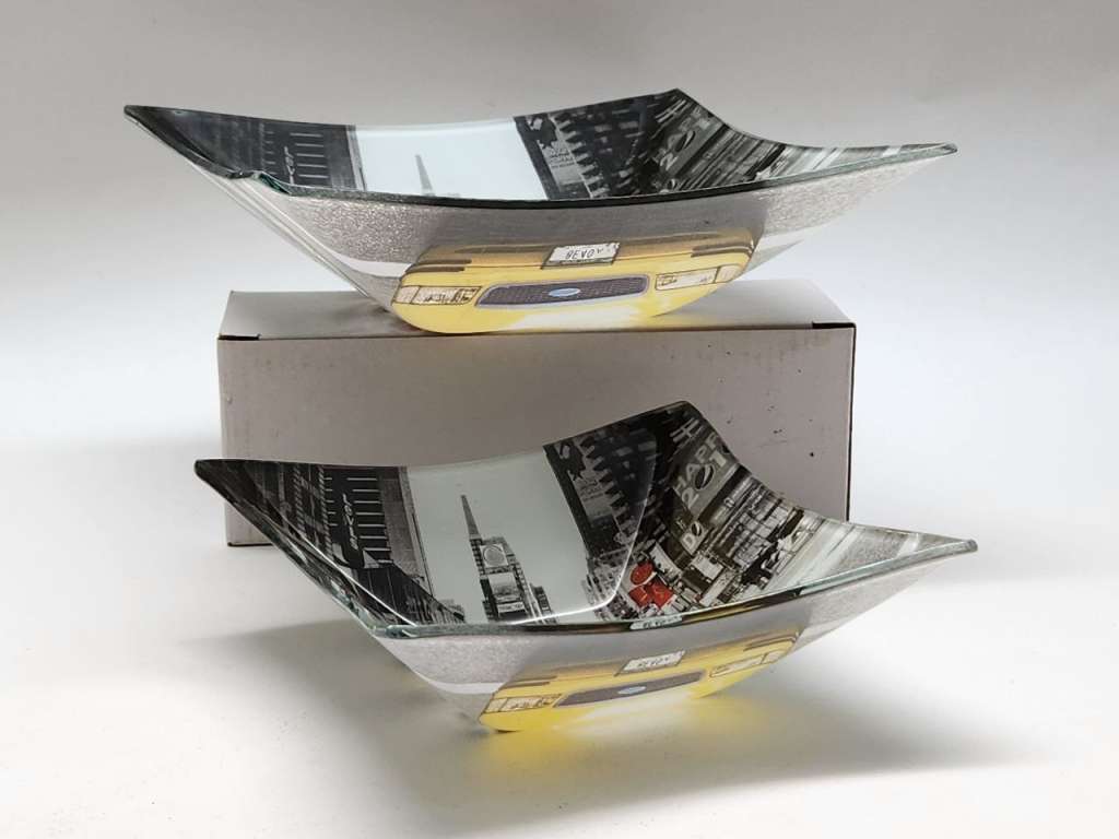 Салатники квадратные 2 штуки Нью-Йорк стекло