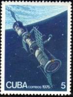 (1976-028) Марка Куба "Союз 11"    День космонавтики III Θ