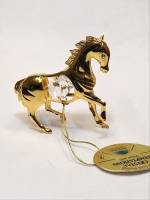 Сувенир Лошадка Конь 7*6,5 см, металл, покрытие - золото 24 к., кристаллы Сваровски, США, новый