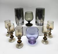 Стаканы Бокалы Рюмки цветное стекло (9 предметов)