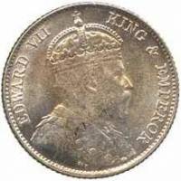 (№1909km21a) Монета Стрейтс Сетлментс 1909 год 10 Cents (600/1000 серебро)