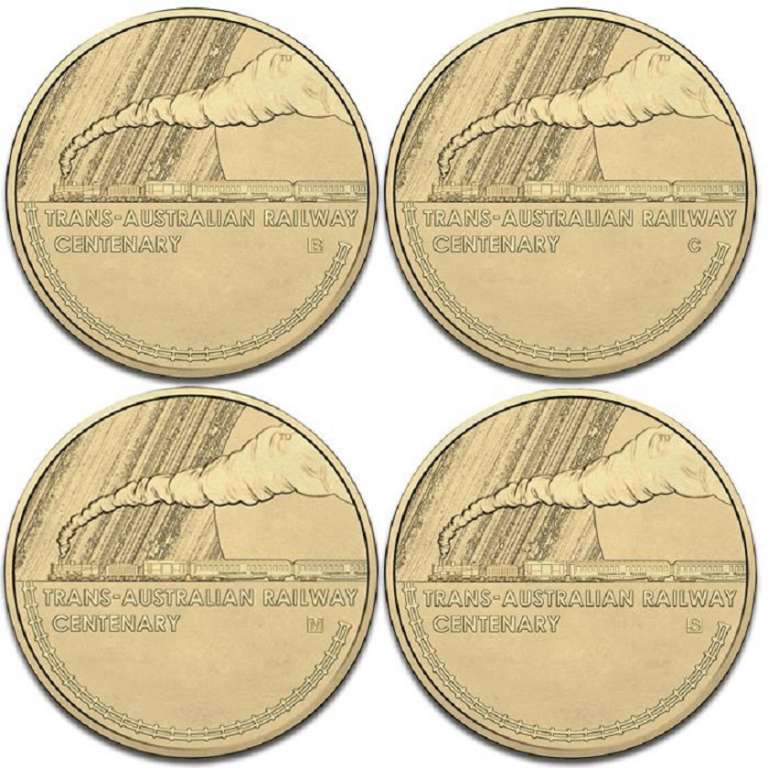 (2017, 4 монеты по 1$) Набор монет Австралия 2017 год &quot;Транс-Австралийская железная дорога&quot;   Буклет