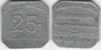1921 Жетон железная дорога Франция Париж 1921 год 25 сантимов Парижский трамвай  Алюминий  VF