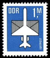 (1982-096) Марка Германия (ГДР) "Самолет"  синяя  Авиапочта III Θ