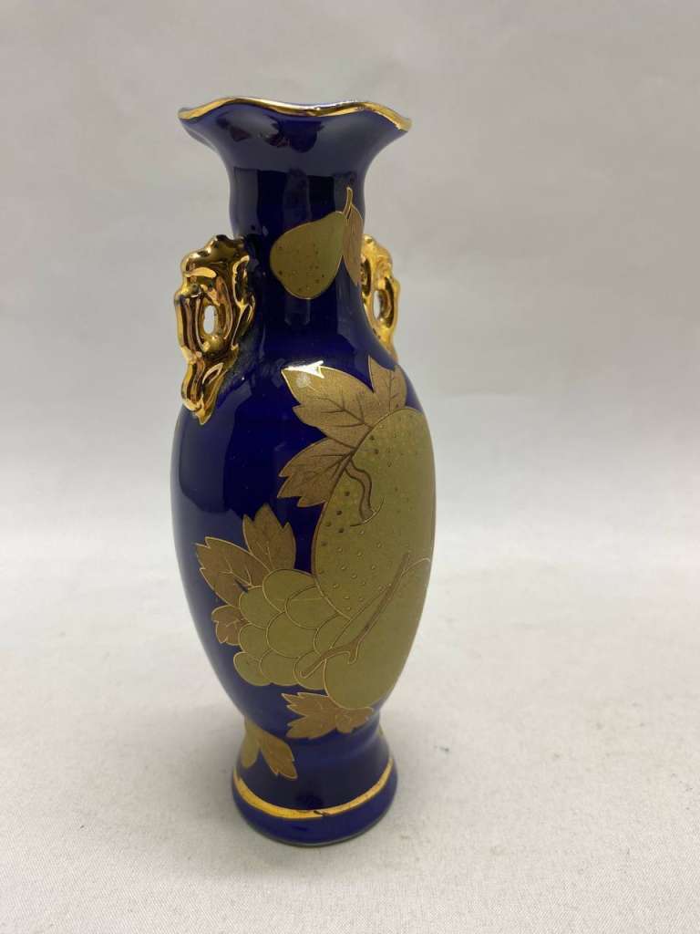 Ваза кобальт позолота Япония 14 см