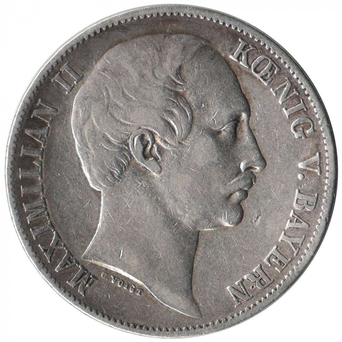 Монета Пруссия (Королевство Бавария) 1 талер 1862 год &quot;Максимилиан II&quot; (Состояние - XF)