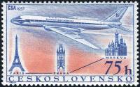 (1957-045) Марка Чехословакия "Ту 104А Париж, Прага, Москва"    Авиарейсы II Θ