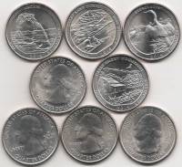 2014 4 монеты 25 центов Смесь дворов Набор США Парки    UNC