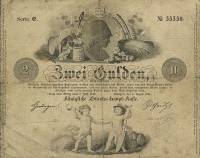 (№1849P-S841) Банкнота Германия 1849 год "2 Gulden"