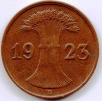 () Монета Германия Веймарская республика 1923 год 1  ""    AU
