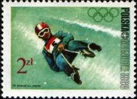 (1968-006) Марка Польша "Санный спорт"   X зимние Олимпийские игры в Гренобле, Франция I Θ