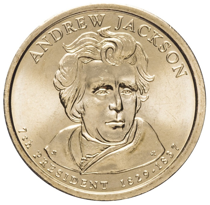 07p Монета США 2008 год 1 доллар Эндрю Джексон 2008 год Латунь  UNC