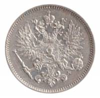 (1907, L) Монета Финляндия 1907 год 25 пенни   Серебро Ag 750  XF