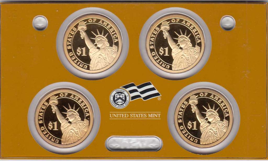 (2008s, 4 монеты по 1$) Набор монет США 2008 год &quot;Президенты&quot; Годовой набор  PROOF