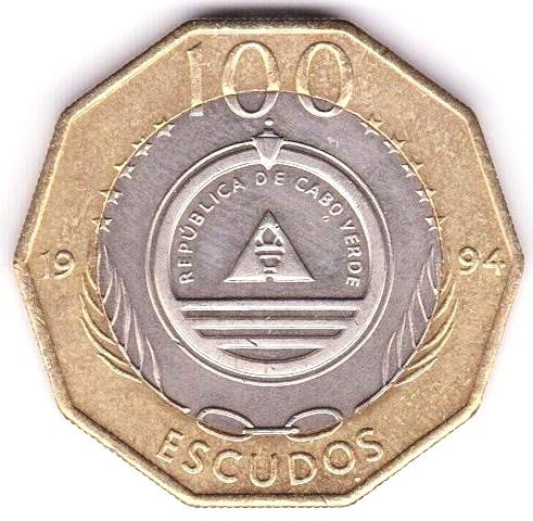 (1994) Монета Кабо-Верде 1994 год 100 эскудо &quot;Разуанский жаворонок&quot;  Биметалл  UNC
