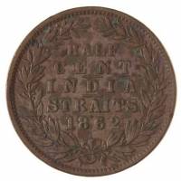 (№1862km5) Монета Стрейтс Сетлментс 1862 год frac12; Cent