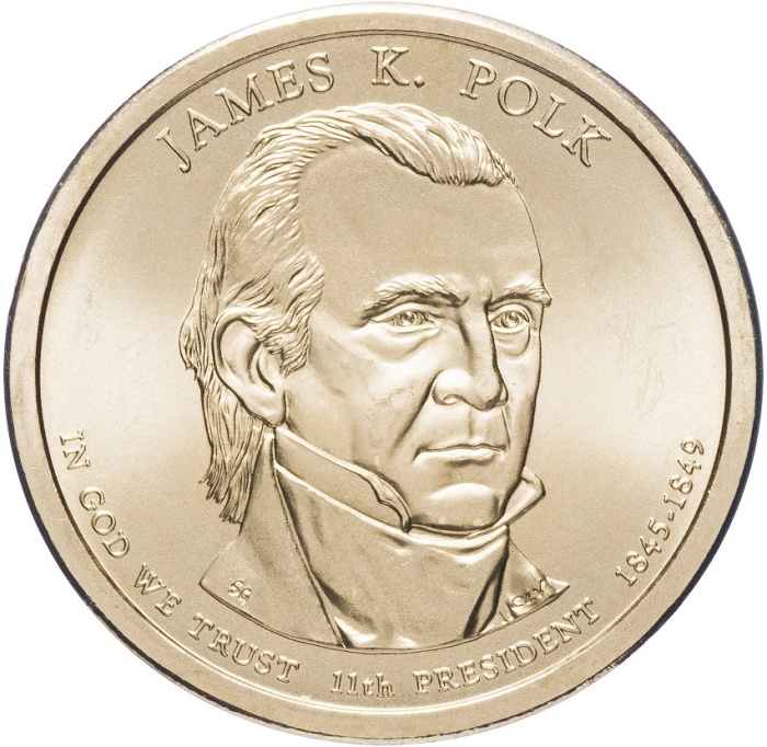 11p Монета США 2009 год 1 доллар Джеймс Нокс Полк 2009 год Латунь  UNC