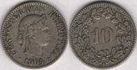 (1904) Монета Швейцария 1904 год 10 раппенов   Медь-Никель  VF