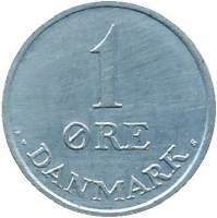 (№1972km839.3) Монета Дания 1972 год 1 Oslash;re (С сердца)