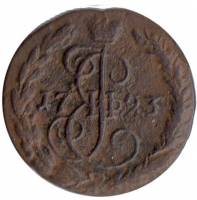 (1793, ЕМ) Монета Россия-Финдяндия 1793 год 1/2 копейки   Деньга Медь  VF