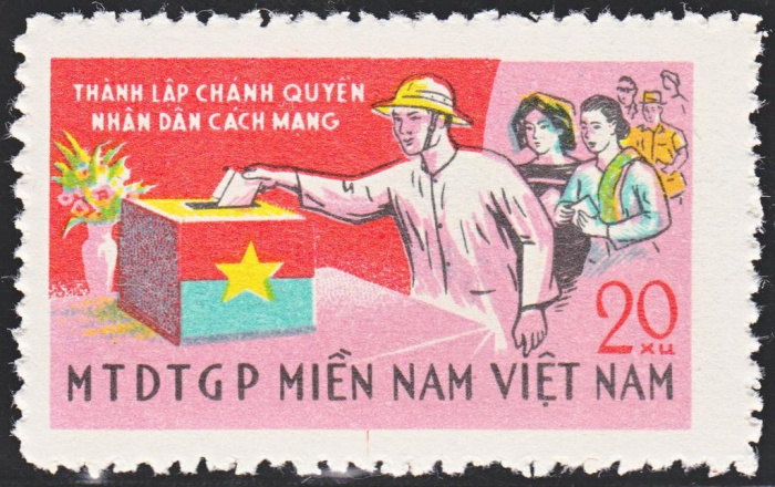 (1968-005) Марка Вьетконг &quot;Выборы&quot;    НОФ Южного Вьетнама III Θ