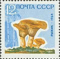 1964-156 Марка СССР Рыжики Без лакирования   Грибы II O