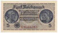 (1939) Банкнота Германия (Оккупация Европы) 1939 год 5 марок "Рабочий и крестьянин"   UNC
