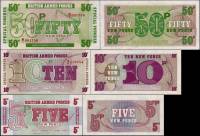 1972 3 штуки 5 10 50 пенсов Набор банкнот Великобритания Деньги для армии  Выпуск №6  UNC