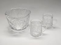 Салатник круглый и 2 кружки хрусталь