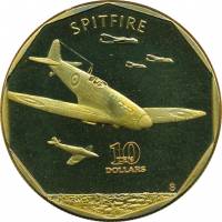 (1991) Монета Маршалловы Острова 1991 год 10 долларов "Спитфайер"  Латунь  UNC