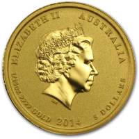 (,) Монета Австралия 2014 год 5 долларов   Биметалл (Платина - Золото)  UNC