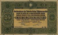 (№1914P-23a.2) Банкнота Швейцария 1914 год "25 Franken/Francs/Franchi"