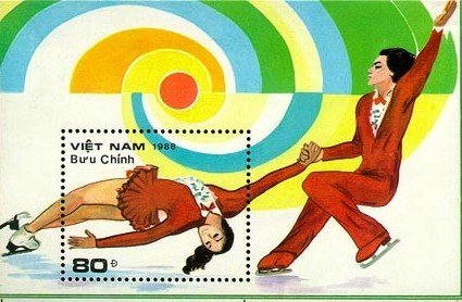(1989-063) Блок марок  Вьетнам &quot;Фигуристы&quot;    Фигурное катание III Θ
