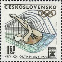 (1972-019) Марка Чехословакия "Прыжки в воду"    Летние Олимпийские игры 1972, Мюнхен II Θ