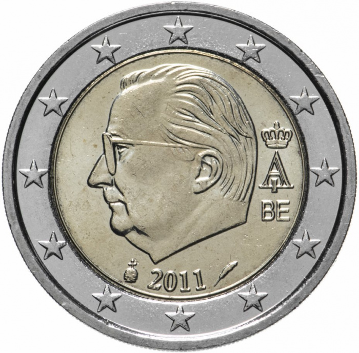 (2011) Монета Бельгия 2011 год 2 евро  4 тип. с МД, портрет тип 1 Биметалл  UNC