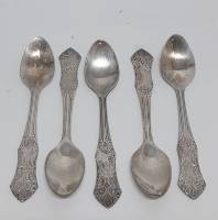 Набор чайных ложек, 5 шт., металл, 13 см., СССР (см. фото)